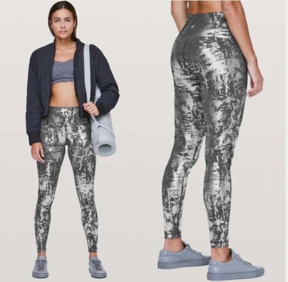NWOT Lululemon Size 10 Wunder Under High-Rise Tight 28" Brindle Foil**RARE**
